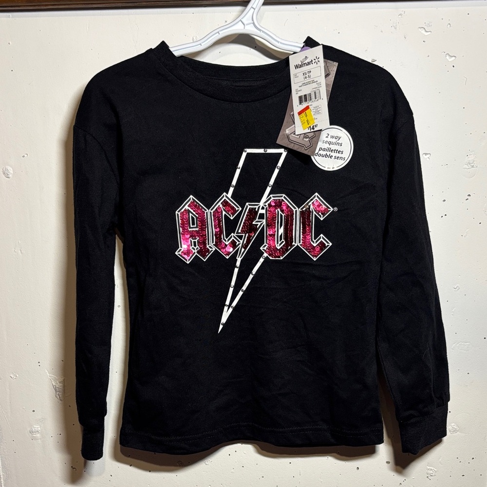 AC/DC Kids Black and Pink Long Sleeve Tee
